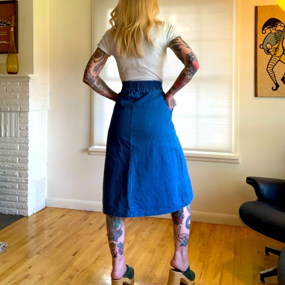 Vintage 1970s Wrangler denim midi skirt